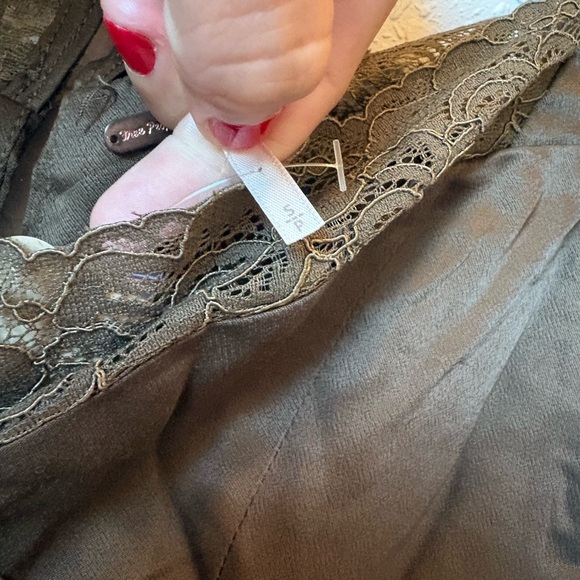 FREE PEOPLE BROWN SATIN AND LACE MIDI DRESS - Picture 3 of 4